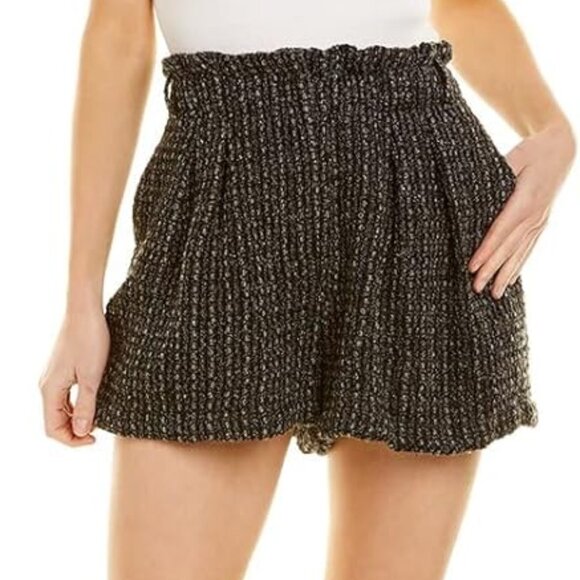 $575 Sz 36 2 IRO Black Gray Kale Boucle Knit Shorts - Picture 1 of 5
